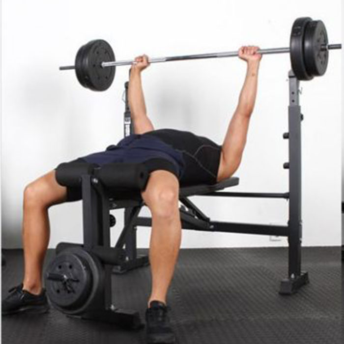 Panca reclinabile con porta bilanciere e leg extension-4